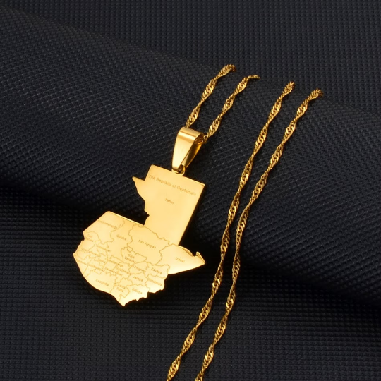 18k Gold Plated Guatemala Necklace, Guatemala Jewelry, Guatemala Flag, Guatemala Necklace, Guatemala Earrings, Guatemala Map