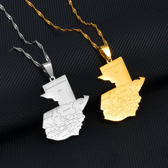 18k Gold Plated Guatemala Necklace, Guatemala Jewelry, Guatemala Flag, Guatemala Necklace, Guatemala Earrings, Guatemala Map