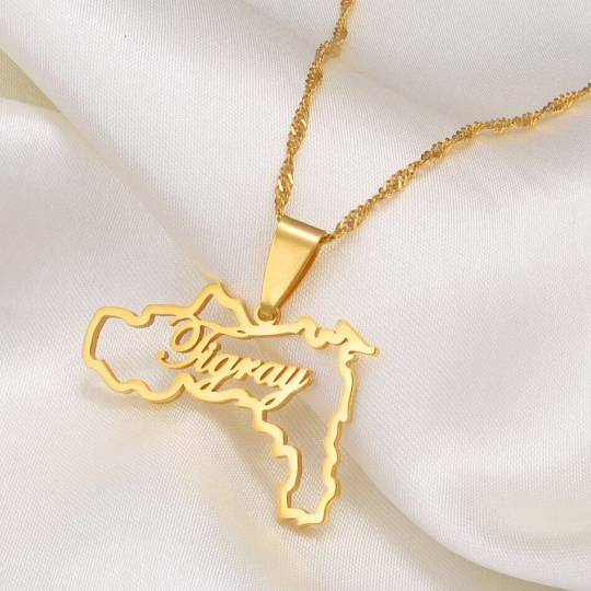 18k Gold Plated Ethiopia Tigray Necklace, Ethiopia Tigray Pendant, Tigray Gift, Tigray Jewelry, Tigray Keychain,tigray Gifts,tigray Bracelet