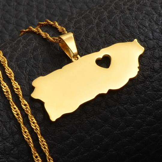 18k Gold plated Puerto Rico Flag Necklace