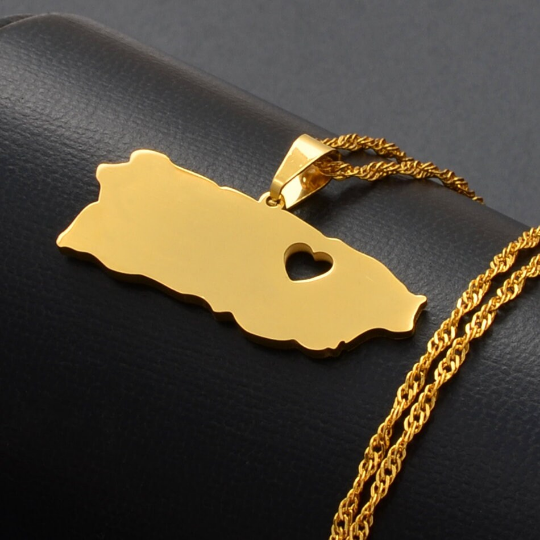 18k Gold plated Puerto Rico Flag Necklace