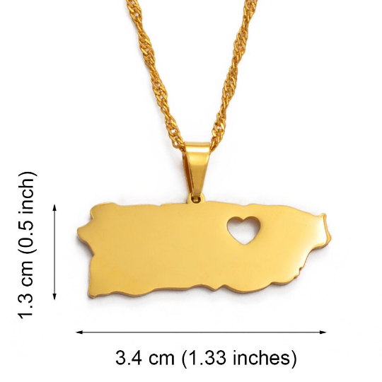 18k Gold-plated Puerto Rico Flag Necklace / Puerto Map Necklace / Puerto Rico Flag Gold Plated Necklace For Men And Women