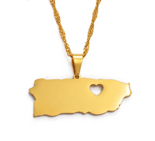 18k Gold plated Puerto Rico Flag Necklace