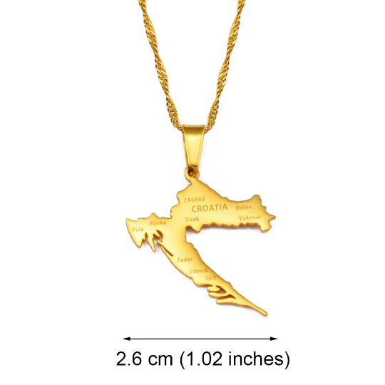 18k Gold Plated Croatia Map Necklace