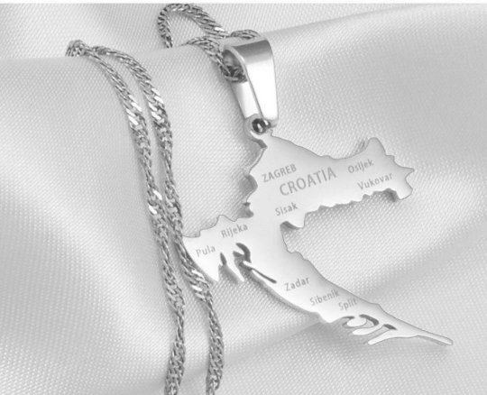 18k Gold Plated Croatia Map Necklace