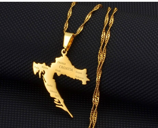 18k Gold Plated Croatia Map Necklace