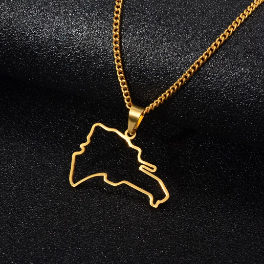 18k Gold Plated Dominican Map Necklace