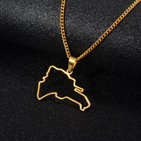 18k Gold Plated Dominican Map Necklace - Dominican Neckace - Dominican Gifts - Dominican Republic Jewelry - Dominican Republic Necklace