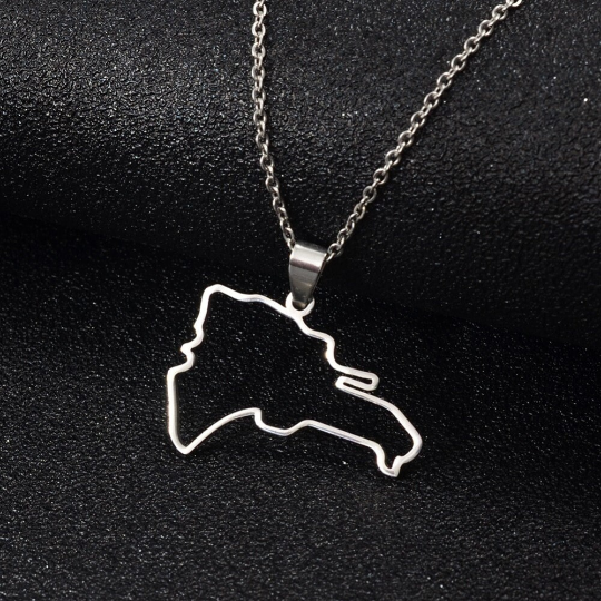 18k Gold Plated Dominican Map Necklace