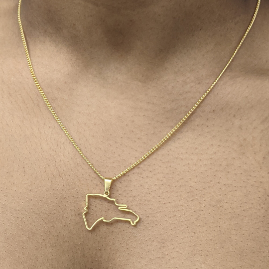 18k Gold Plated Dominican Map Necklace