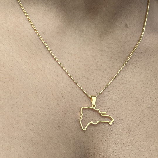 18k Gold Plated Dominican Map Necklace
