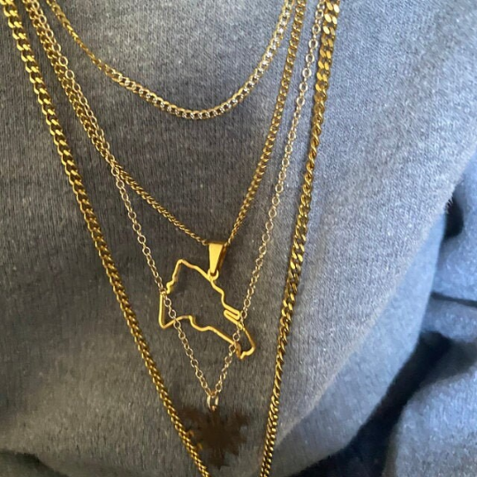 18k Gold Plated Dominican Map Necklace