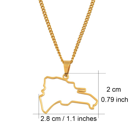 18k Gold Plated Dominican Map Necklace