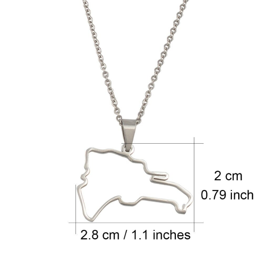 18k Gold Plated Dominican Map Necklace