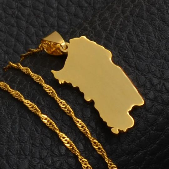 18k Gold Plated Sardinia Map Necklace