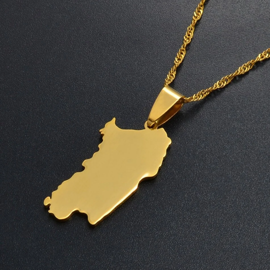18k Gold Plated Sardinia Map Necklace