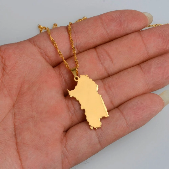 18k Gold Plated Sardinia Map Necklace