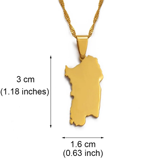 18k Gold Plated Sardinia Map Necklace