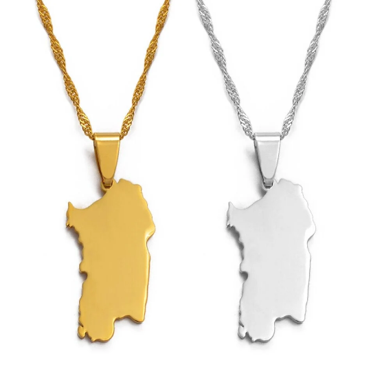 18k Gold Plated Sardinia Map Necklace