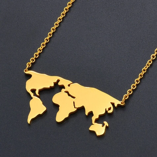 18k Gold Plated Globe Necklace, Earth Day Gift, Earth Day, World Map Necklace, World Map, World Necklace, World Travel, World Gift