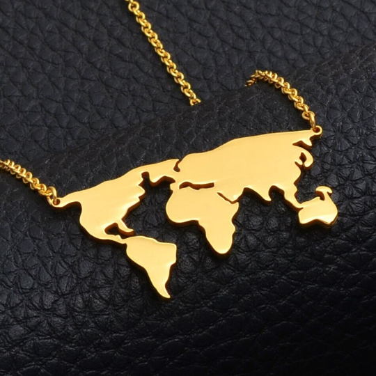 18k Gold Plated Globe Necklace, Earth Day Gift, Earth Day, World Map Necklace, World Map, World Necklace, World Travel, World Gift