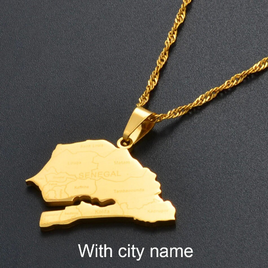 18k Senegal Gold Plated Necklace - Senegal Art - Senegal Bracelet - Senegal Necklace - Senegal Pendant - Senegal Jewerly - Senegal Charms