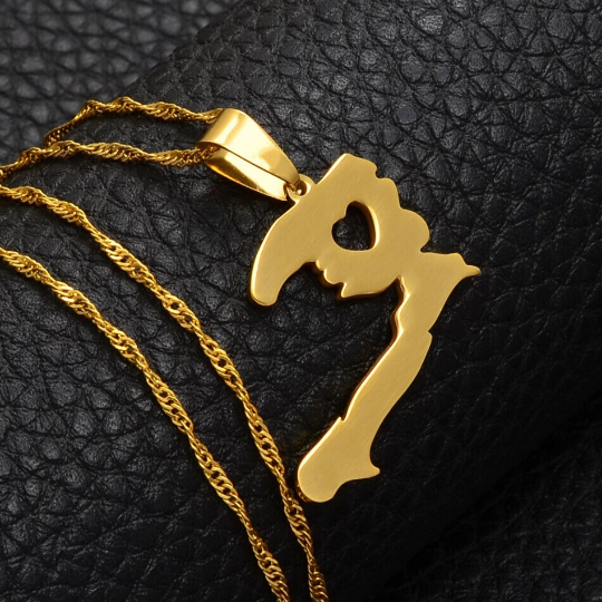 18k Gold Plated Heart Haiti Map Necklace