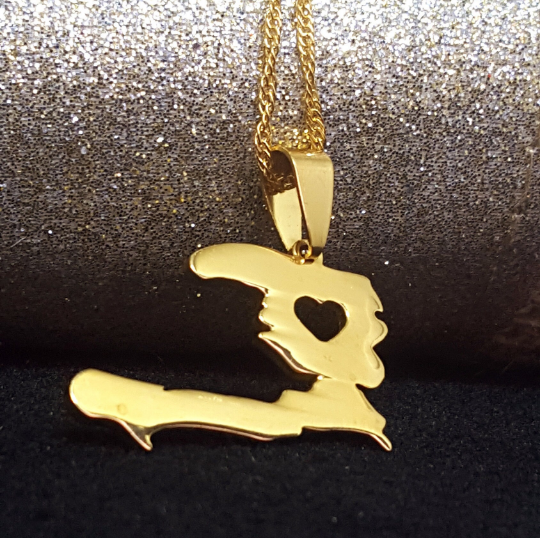 18k Gold Plated Heart Haiti Map Necklace