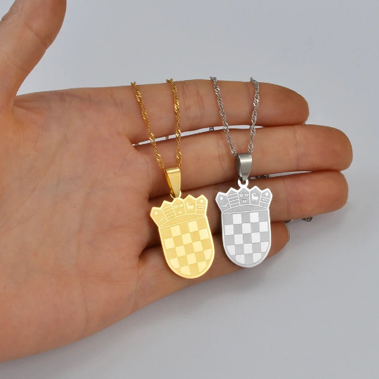 18k Gold Plated Croatia Map Necklace, Croatia Necklace, Croatia Flag, Croatia Jewelry, Croatia Pendant, Croatia Gifts, Croatia Earrings