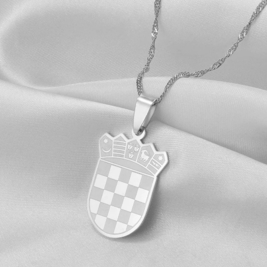 18k Gold Plated Croatia Map Necklace, Croatia Necklace, Croatia Flag, Croatia Jewelry, Croatia Pendant, Croatia Gifts, Croatia Earrings