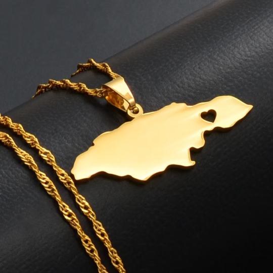 18k Gold Plated Jamaica Map Necklace