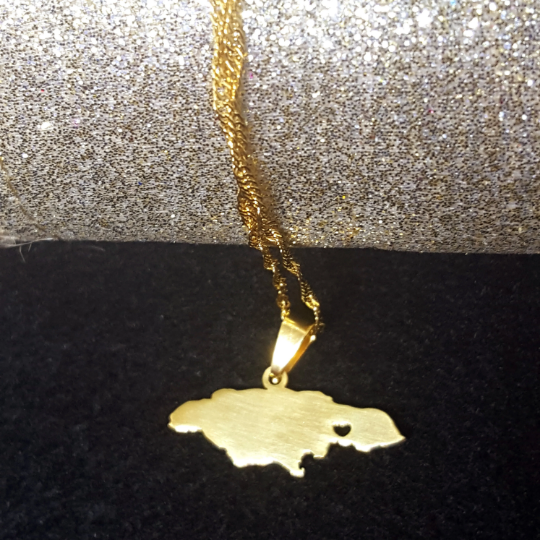 18k Gold Plated Jamaica Map Necklace