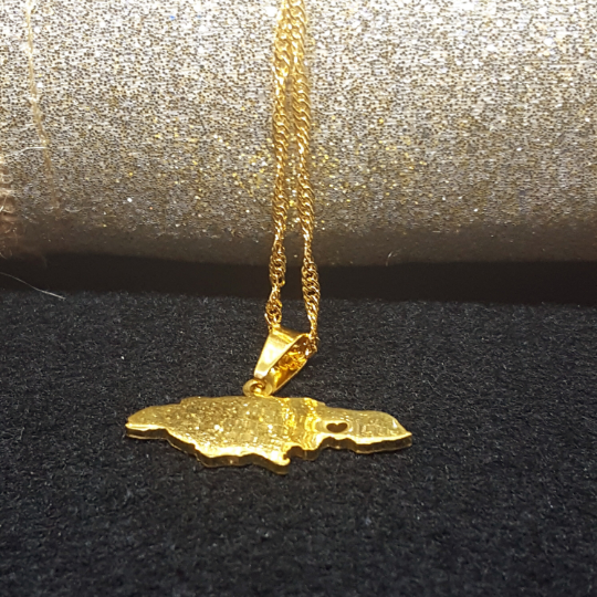 18k Gold Plated Jamaica Map Necklace