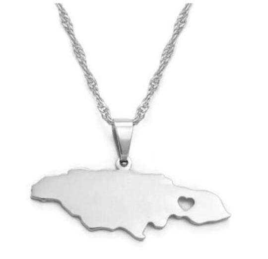 18k Gold Plated Jamaica Map Necklace