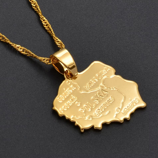 18k Gold Plated Poland Map Necklace, Poland Flag Necklace, Poland Pendant, Poland Jewelry, Poland Bracelet, Poland Items, Poland Keychain