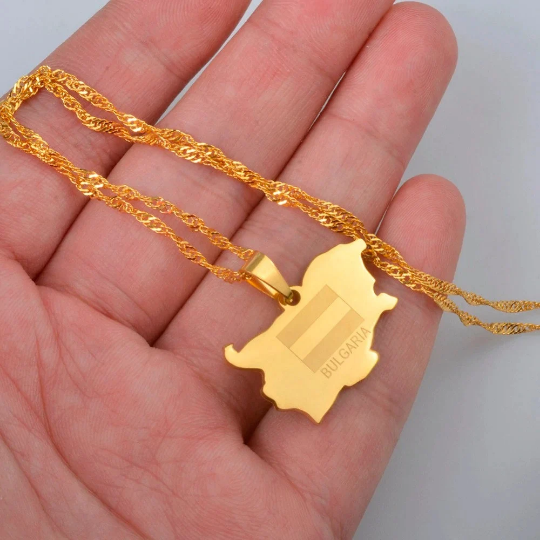 18k Gold Plated Republic Of Bulgaria Necklace