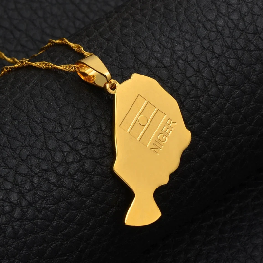 18k Gold Plated Niger Map Necklace