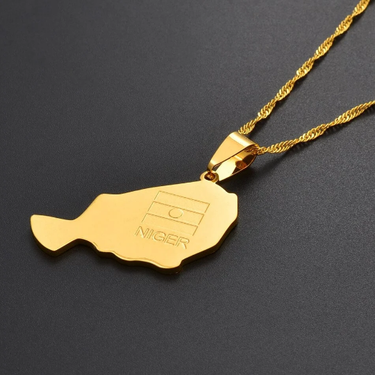 18k Gold Plated Niger Map Necklace