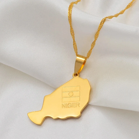18k Gold Plated Niger Map Necklace