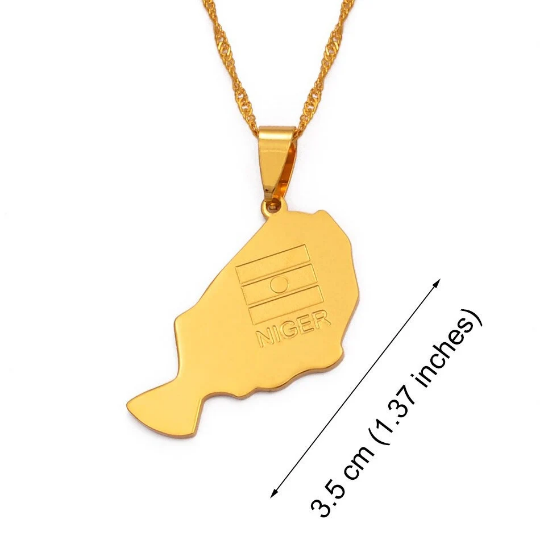 18k Gold Plated Niger Map Necklace