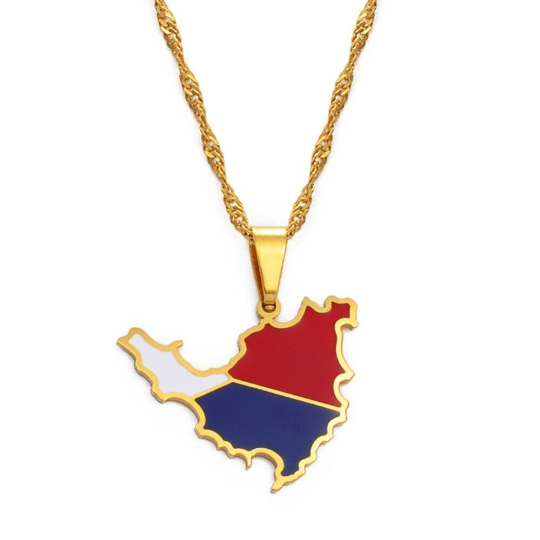 18k Gold Plated Saint Martin Map Necklace, St Martin Necklace, Saint Martin Flag, Saint Martin Pendant, Saint Martin Gift, St Martin Earring