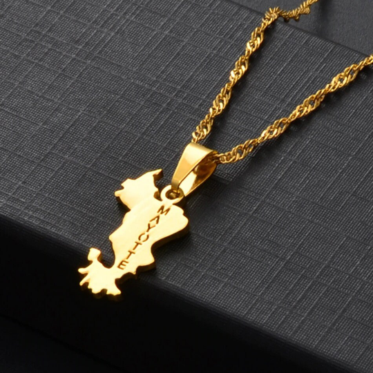 18k Gold Plated Mayotte Map Necklace