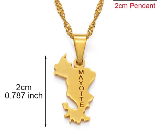 18k Gold Plated Mayotte Map Necklace