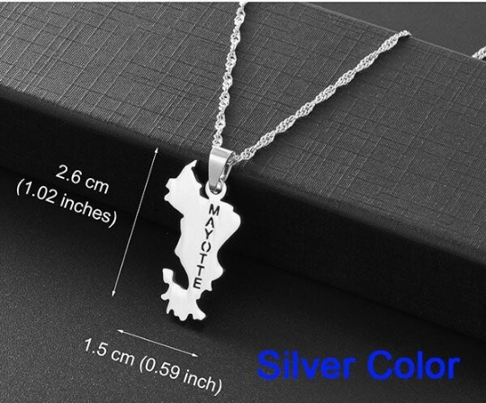 18k Gold Plated Mayotte Map Necklace