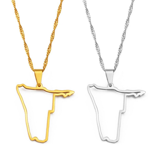 18k Gold Plated Namibia Map Necklace, Namibia Necklace, Namibia Flag, Namibia Jewelry, Namibia Pendant, Namibia Gifts, Namibia Earrings
