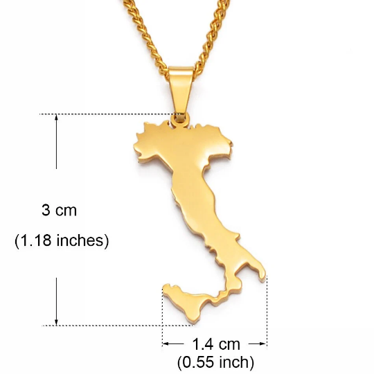 18k Gold Plated Italy Necklace, Italy Earrings, Italy Gift, Italy Jewelry, Italy Necklace, Italy Bracelet, Italy Necklace Men