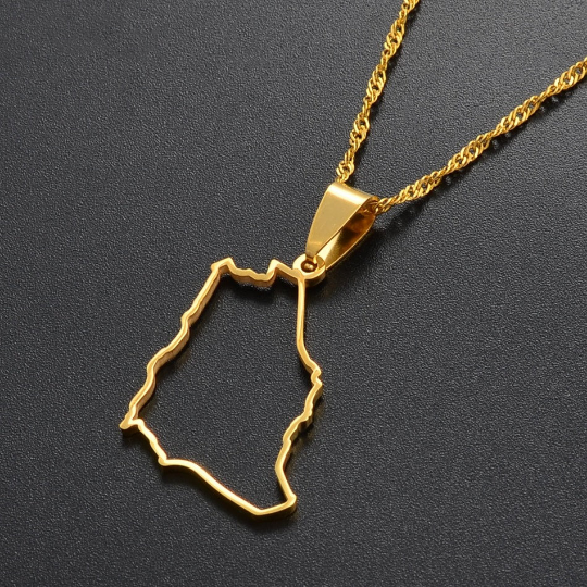 Saudi Arabia 18K Gold Plated Necklace / Saudi Arabia Jewelry / Saudi Arabia Pendant / Saudi Arabia Gift