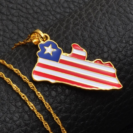 Liberia 18K Gold Plated Necklace / Liberia Jewelry / Liberia Pendant / Liberia Gift