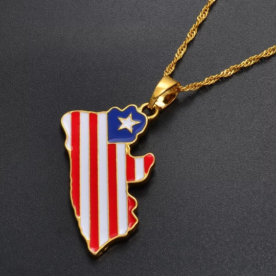 Liberia 18K Gold Plated Necklace / Liberia Jewelry / Liberia Pendant / Liberia Gift