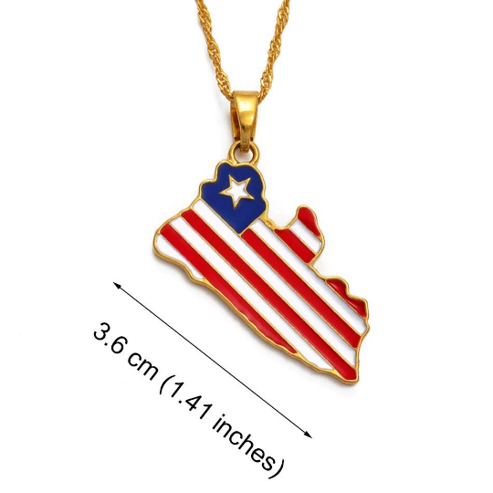 Liberia 18K Gold Plated Necklace / Liberia Jewelry / Liberia Pendant / Liberia Gift